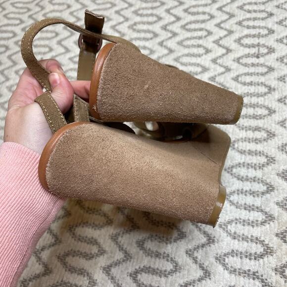 Dolce Vita Brown Ankle Strap Peep Toe Wedges Women’s sz10 Spring Suede Neutral - Picture 4 of 6